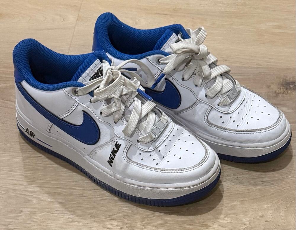 Nike Air Force 1 Low White Royal Blue Kids Youth Size 4Y DQ3809-100 Sneakers